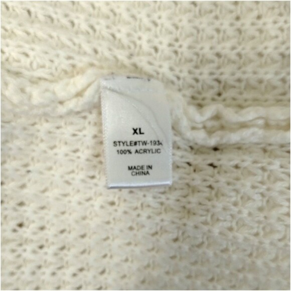 Zenana Sweater Size XL Open Weave Knit Cream Crew Neck Baggy Slouchy Lagenlook - Picture 5 of 7